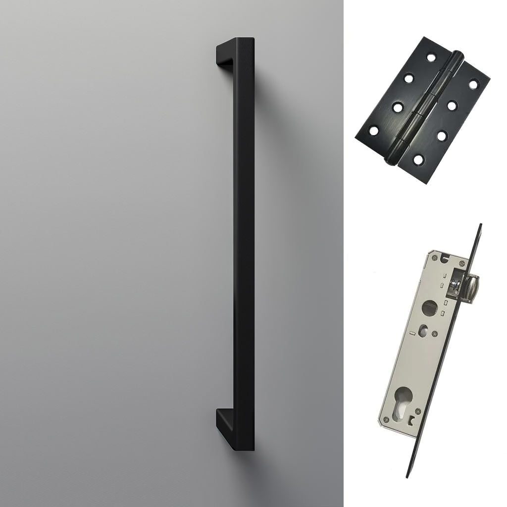 Concord XL 400mm Back to Back Pull Handle Pack - 3 Square Hinges - Matt Black
