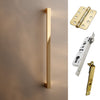 Concord XL 400mm Back to Back Double Door Pull Handle Pack - 6 Radius Cornered Hinges - Polished Gold Finish