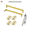 Concord XL 400mm Back to Back Pull Handle Pack - 4 Radius Cornered Hinges - Polished Gold Finish