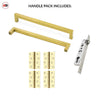 Concord XL 400mm Back to Back Pull Handle Pack - 4 Square Hinges - Polished Gold Finish