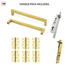 Concord 280mm Back to Back Double Door Pull Handle Pack - 6 Square Hinges - Polished Gold Finish