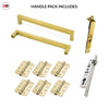 Concord 280mm Back to Back Double Door Pull Handle Pack - 6 Radius Cornered Hinges - Polished Gold Finish