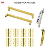 Concord 280mm Back to Back Double Door Pull Handle Pack - 8 Square Hinges - Polished Gold Finish
