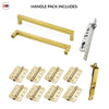Concord 280mm Back to Back Double Door Pull Handle Pack - 8 Radius Cornered Hinges - Polished Gold Finish