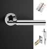 Turin Double Door Lever Handle Pack - 6 Square Hinges - Polished Chrome Finish - Combo Handle and Accessory Pack
