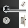 Turin Door Lever Bathroom Handle Pack - 4 Square Hinges - Polished Chrome Finish