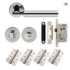 Turin Door Lever Bathroom Handle Pack - 4 Square Hinges - Polished Chrome Finish