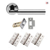Turin Door Lever Handle Pack - 3 Square Hinges - Polished Chrome Finish