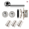 Turin Door Lever Bathroom Handle Pack - 3 Square Hinges - Polished Chrome Finish