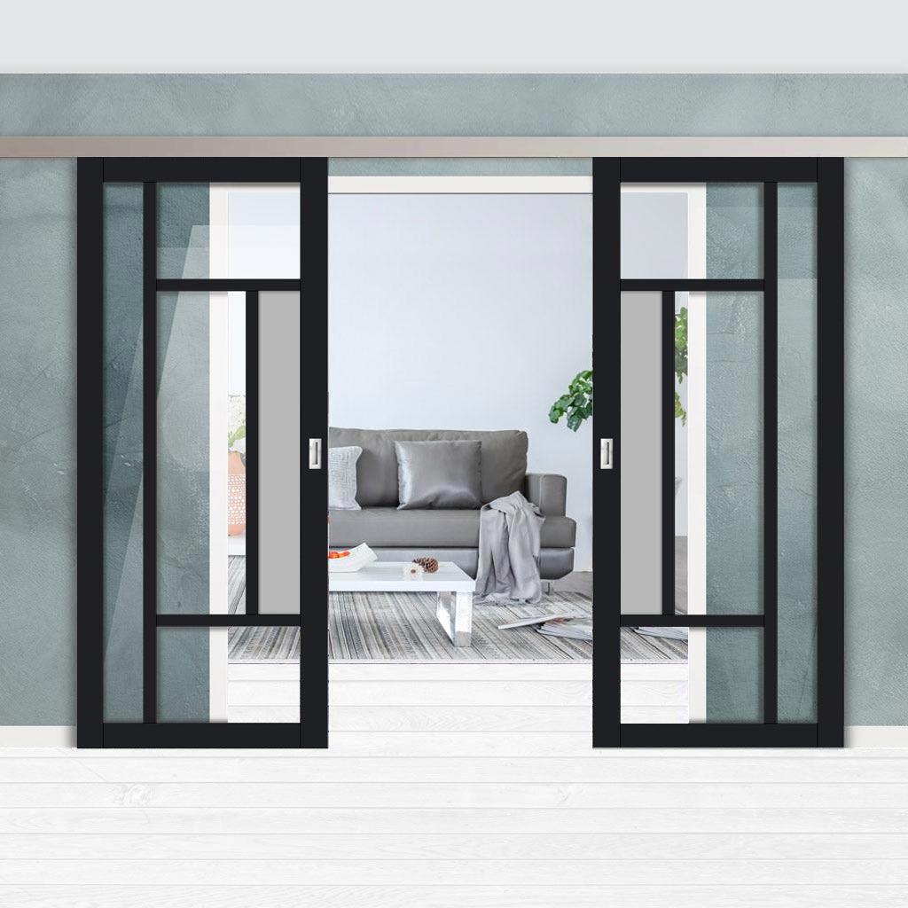 Double Sliding Door & Premium Wall Track - Eco-Urban® Portobello 5 Pan