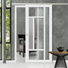 Single Sliding Door & Premium Wall Track - Eco-Urban® Portobello 5 Pane Door DD6438G Clear Glass(1 FROSTED PANE) - 6 Colour Options