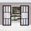 Double Sliding Door & Premium Wall Track - Eco-Urban® Queensland 7 Pane Doors DD6424SG Frosted Glass - 6 Colour Options