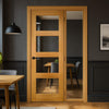 Oak Room Divider - Coventry Shaker Glazed Prefinished Door with Full Glass Side - 2018mm High - Multiple Widths