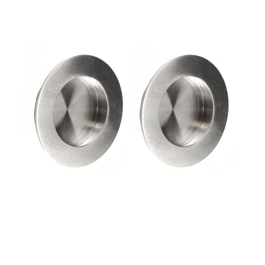 Outlet - Steelworx 80mm Sliding Door FPH1003 Large Round Flush Pulls (Pair) SS