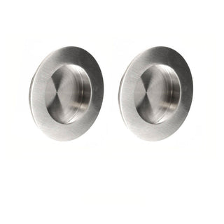 Image: Outlet - Steelworx 80mm Sliding Door FPH1003 Large Round Flush Pulls (Pair) SS
