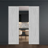 Ravello Double Absolute Evokit Pocket Doors - Light Grey Ash - Prefinished