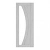 Top Mounted Black Sliding Track & Door - Ravello Prefinished Light Grey Ash Door - Clear Glass