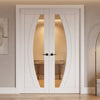 Bespoke Ravello White Primed Internal Door Pair - Clear Glass