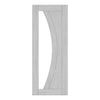 Top Mounted Black Sliding Track & Double Door - Ravello Prefinished Light Grey Ash Door - Clear Glass