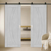 Top Mounted Black Sliding Track & Double Door - Ravello Prefinished Light Grey Ash Door
