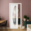 Ravello White Single Evokit Pocket Door - Prefinished - Clear Glass