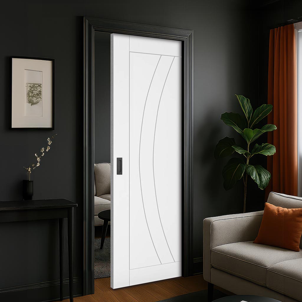 Ravello White Single Evokit Pocket Door - Prefinished