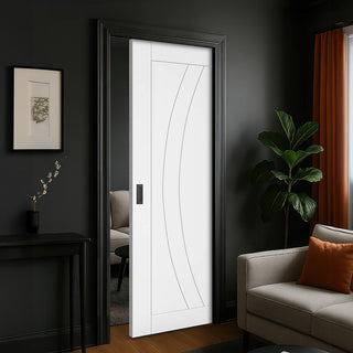Image: Ravello White Single Evokit Pocket Door - Prefinished