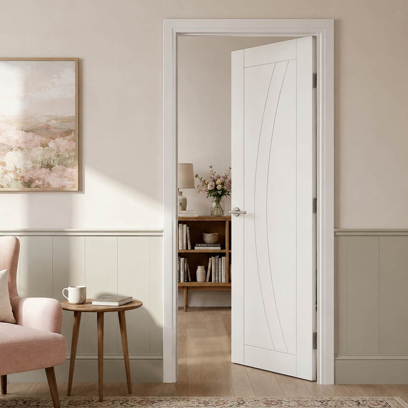 Ravello White Primed Flush Fire Internal Door - 1/2 Hour Fire Rated