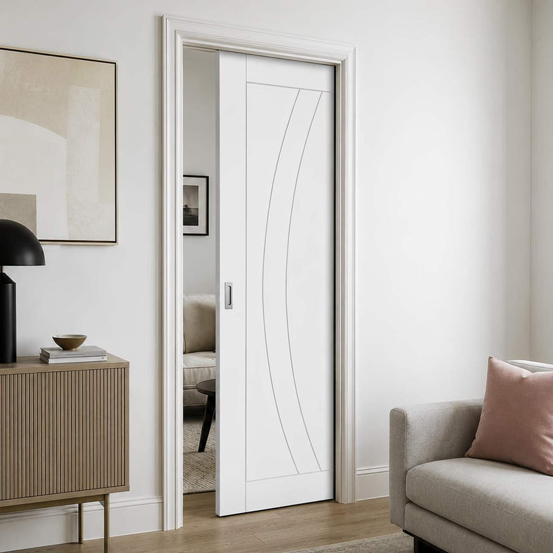 Ravello White Single Evokit Pocket Door - Primed