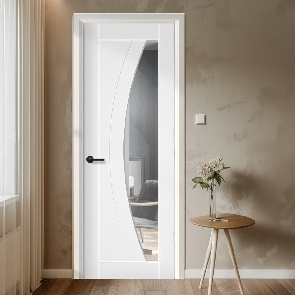 EasiKit Internal Door and Frame Kit - Ravello White Primed Internal Door - Clear Glass