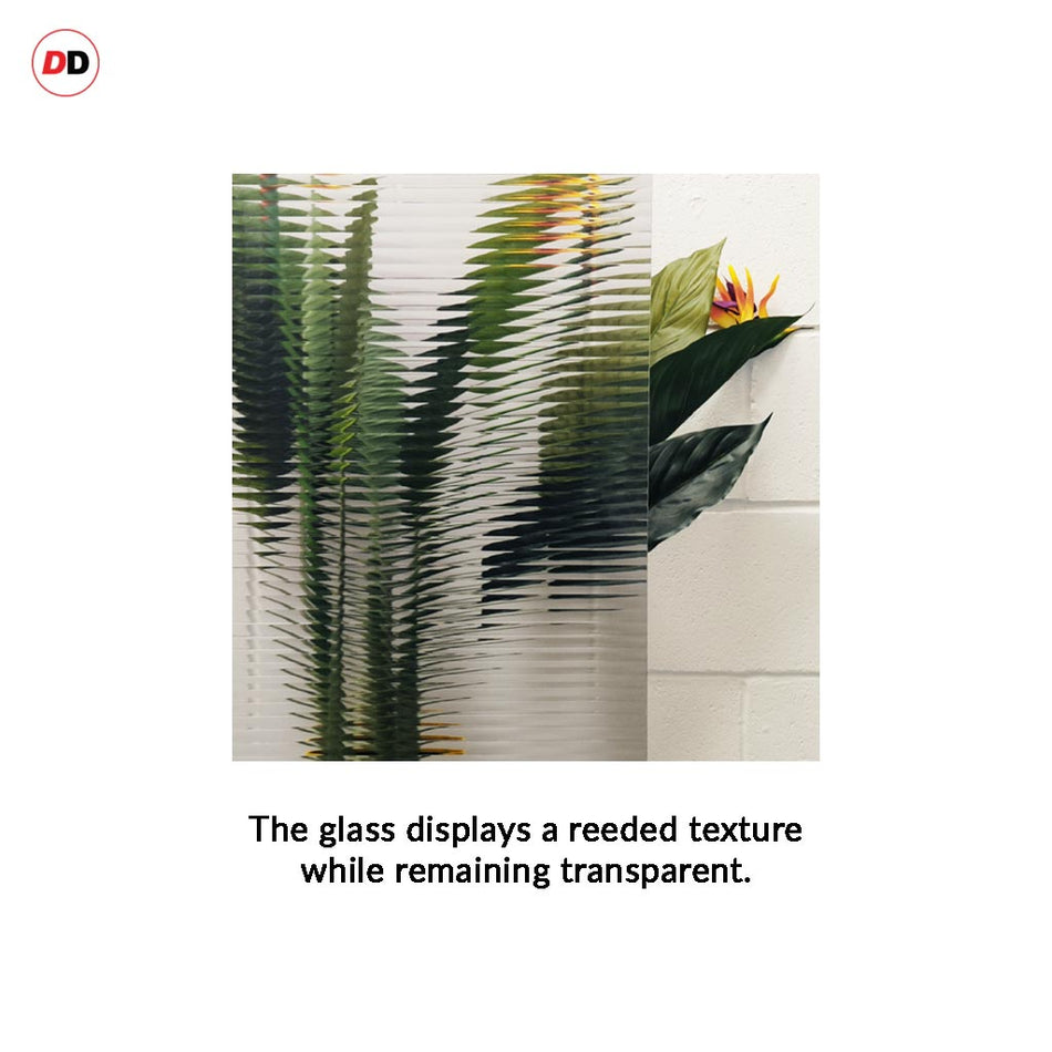 Sheffield 5 Pane Solid Wood Internal Door Pair UK Made DD6312 - Clear Reeded Glass - Eco-Urban® Cloud White Premium Primed