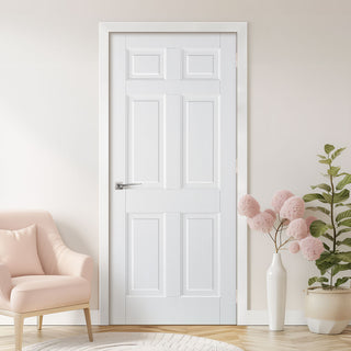 Image: Regency White Primed 6 Panel Internal Door