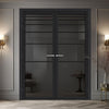 Revella Solid Wood Internal Door Pair UK Made DD0111T Tinted Glass - Shadow Black Premium Primed - Urban Lite® Bespoke Sizes