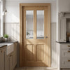 Richmond Oak Internal Door - No Raised Mouldings - Bevelled Clear Glass