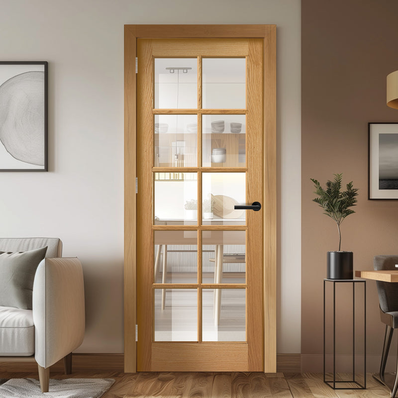 EasiKit Internal Door And Frame Kit SA 10 Pane Oak Internal Doors easikit-internal-door-and-frame-kit-sa-10-pane-oak-internal-doors