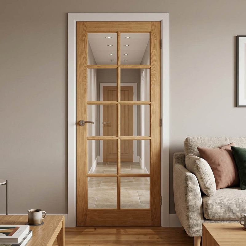SA 10 Pane Oak Internal Doors - Clear Glass