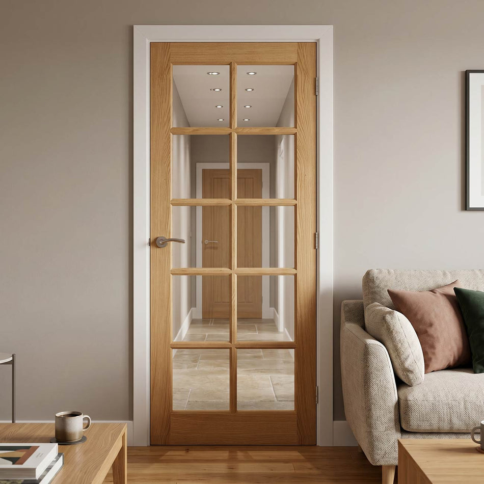 SA 10 Pane Oak Internal Doors - Clear Glass