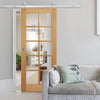 Top Mounted Stainless Steel Sliding Track & Door - SA 10 Pane White Oak Door - Clear Glass - Unfinished