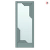 Urban Deco® Solid Wood Internal Door UK Made - Clear Glass - Sage Sky Premium Primed - Bespoke Sizes