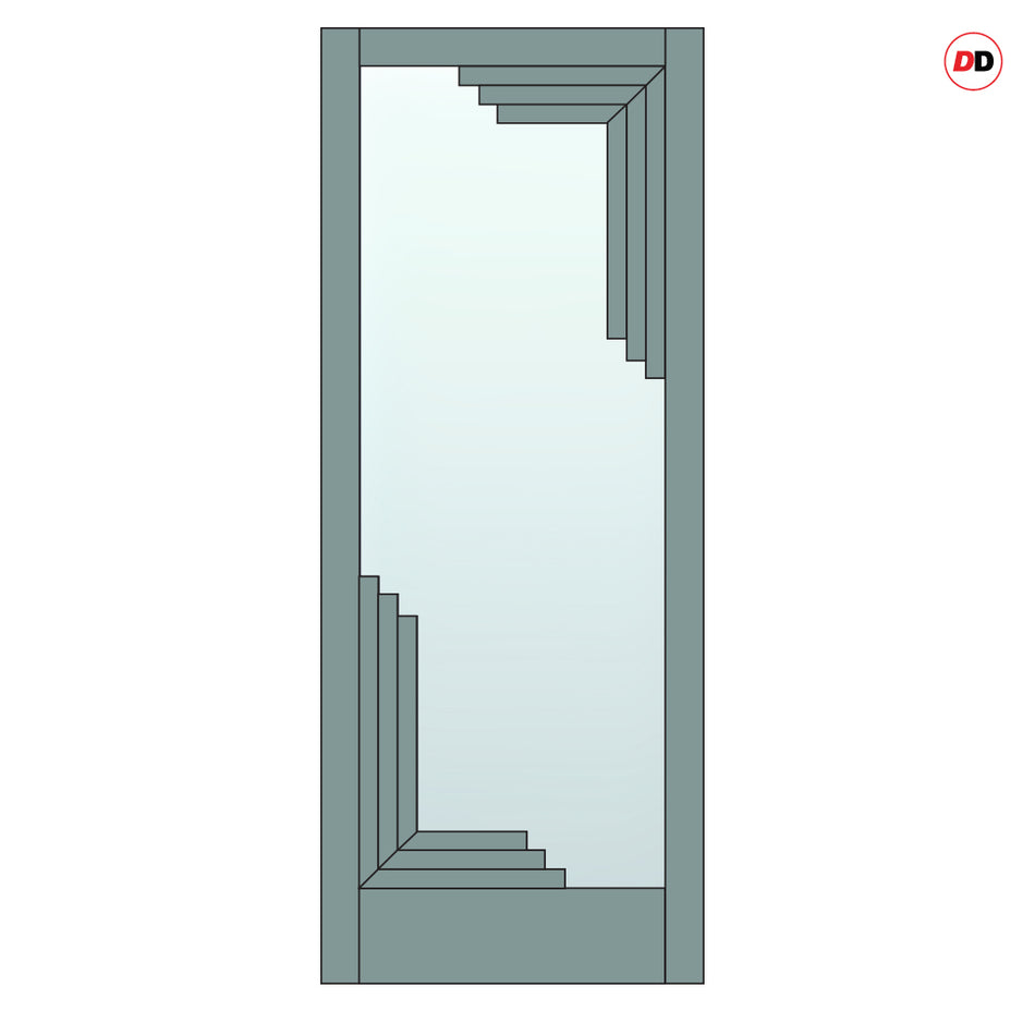 Urban Deco® Solid Wood Internal Door UK Made - Clear Glass - Sage Sky Premium Primed - Bespoke Sizes