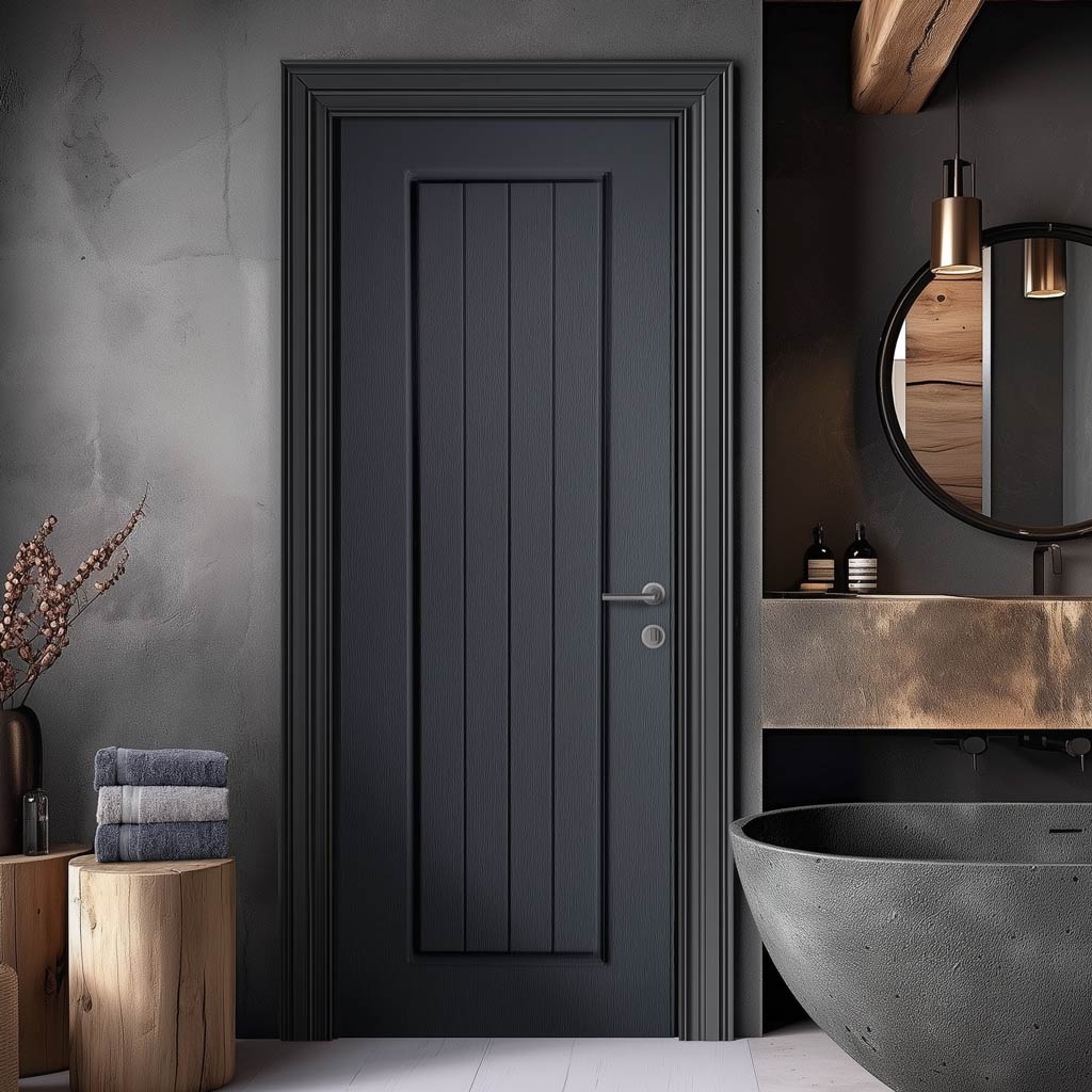 Samantha Anthracite Grey Grained Internal PVC Door - Suitable for Bathrooms