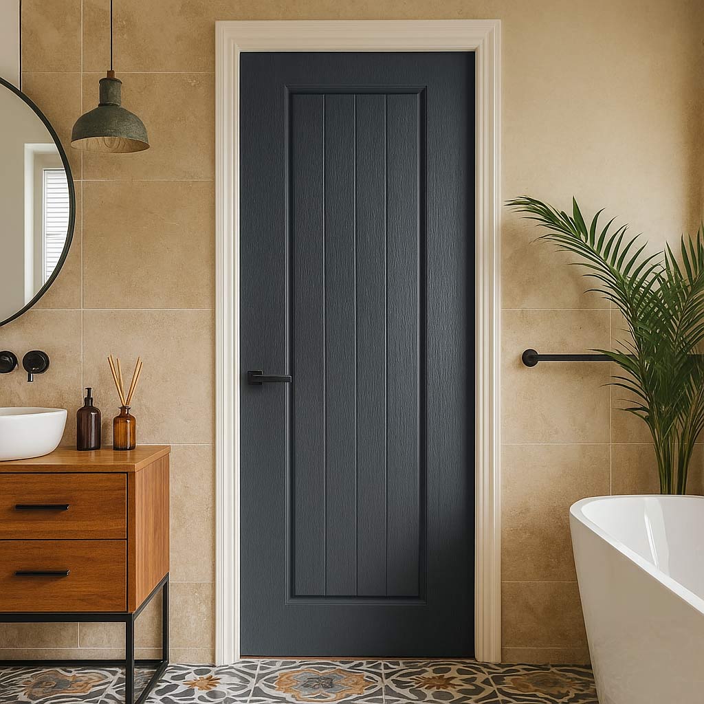 Samantha Slate Grey Grained Internal PVC Door - Suitable for Bathrooms