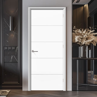 Image: EasiKit Internal Door and Frame Kit - Santandor Flush Internal Door - White Primed