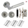 Turin Door Lever Bathroom Handle Pack - 3 Square Hinges - Satin Finish