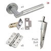 Turin Double Door Lever Handle Pack - 8 Radius Cornered Hinges - Satin Finish - Combo Handle and Accessory Pack