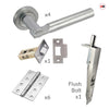 Turin Double Door Lever Handle Pack - 6 Square Hinges - Satin Finish - Combo Handle and Accessory Pack