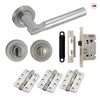 Turin Door Lever Bathroom Handle Pack - 3 Radius Cornered Hinges - Satin Finish