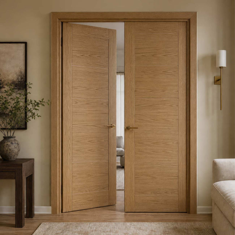 Seville Oak Panel Internal Door Pair - Prefinished