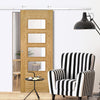 Top Mounted Stainless Steel Sliding Track & Seville 4L Glazed Oak Door - Prefinished