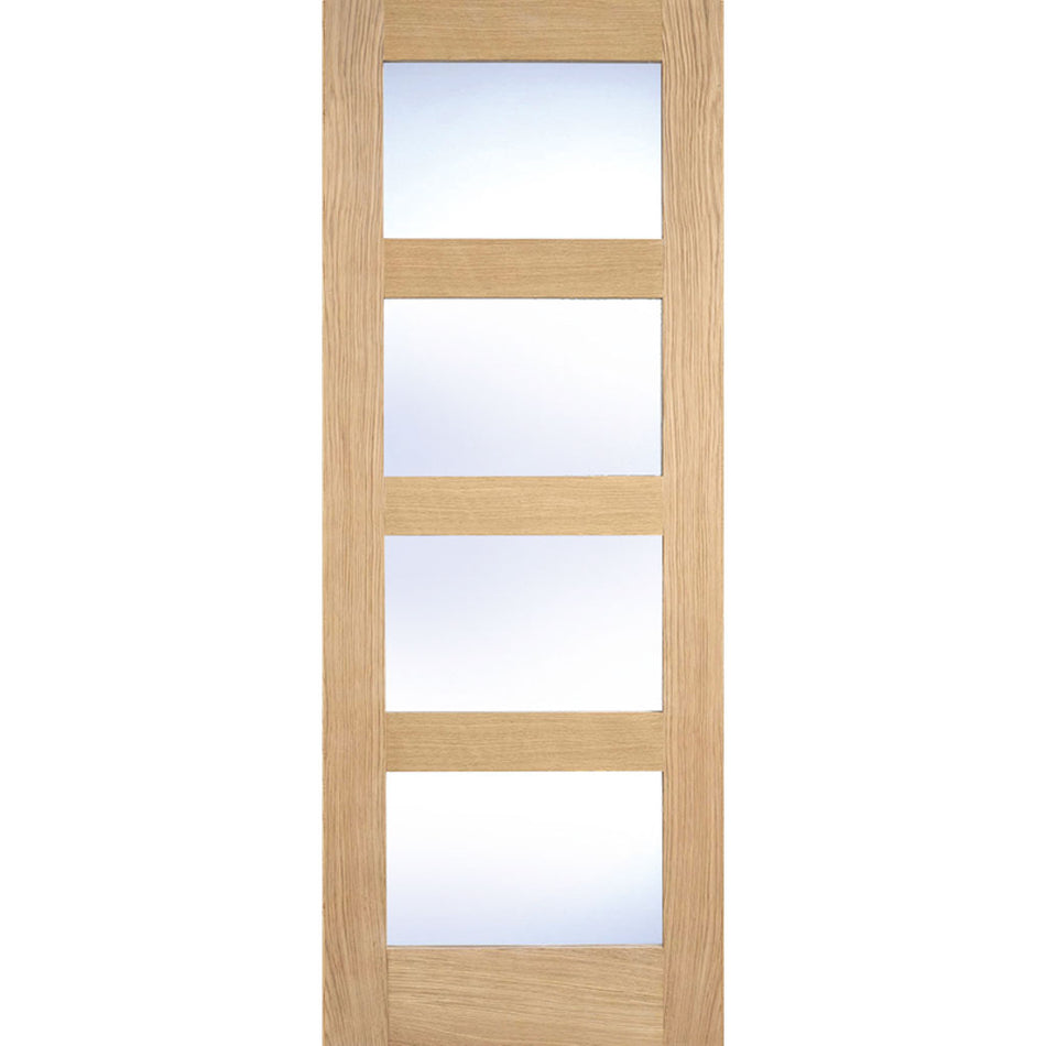 Shaker 4 Pane Oak Internal Door - Clear Glass - Prefinished